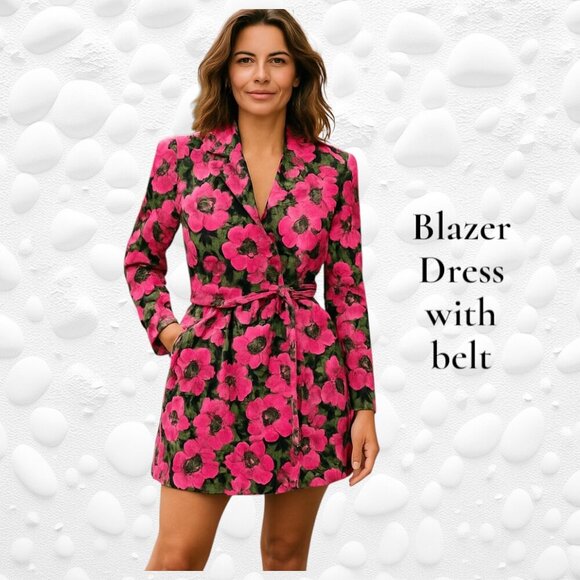 ZARA Floral Print Blazer Dress - Size S New Without Tags - Picture 2 of 5